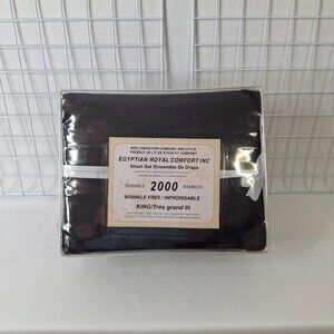 Black King Size Sheet Set Wrinkle Free Fits Up to 18” Oversized Mattress